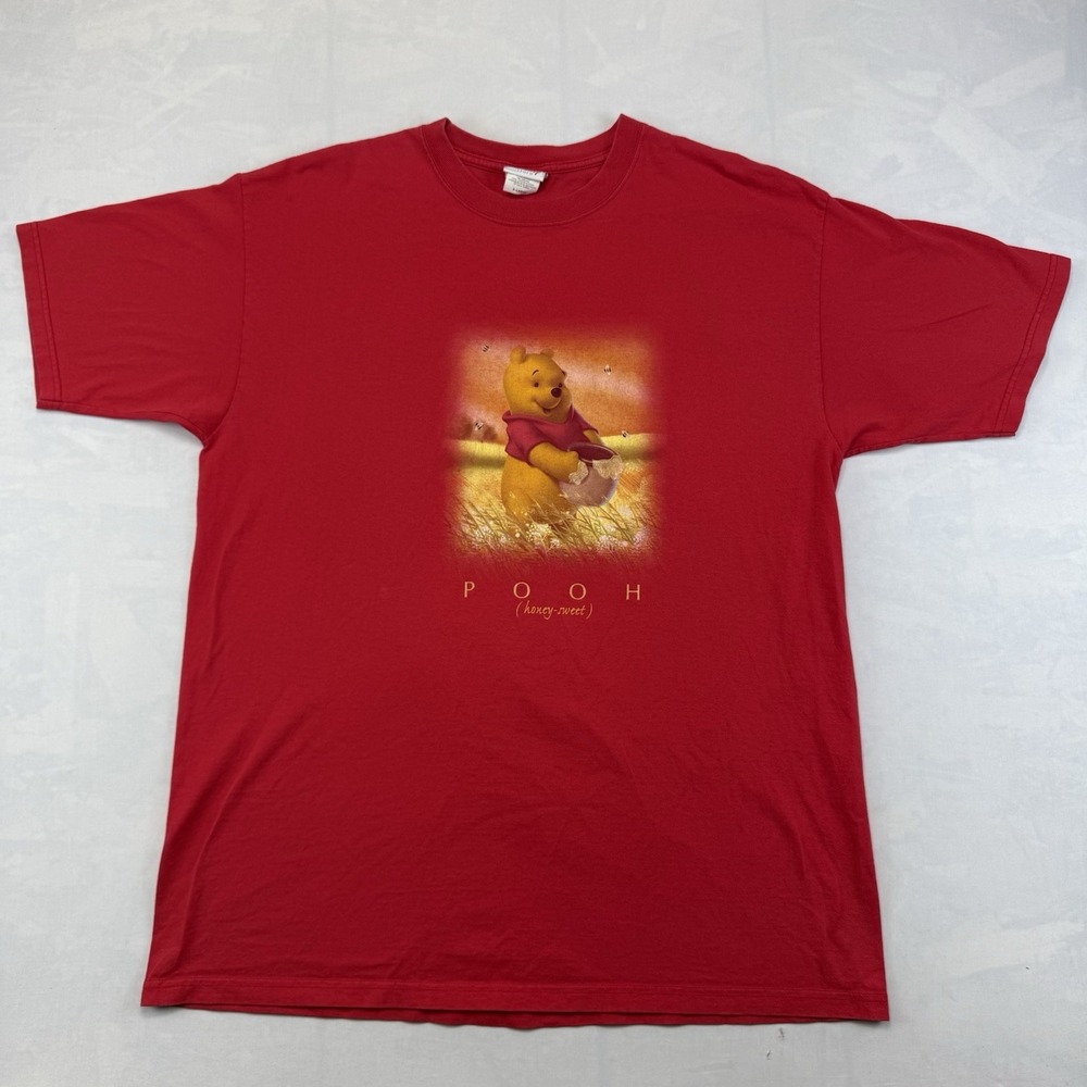 Y2K Disney Store Winnie the Pooh Honey Sweet Tee XL Red